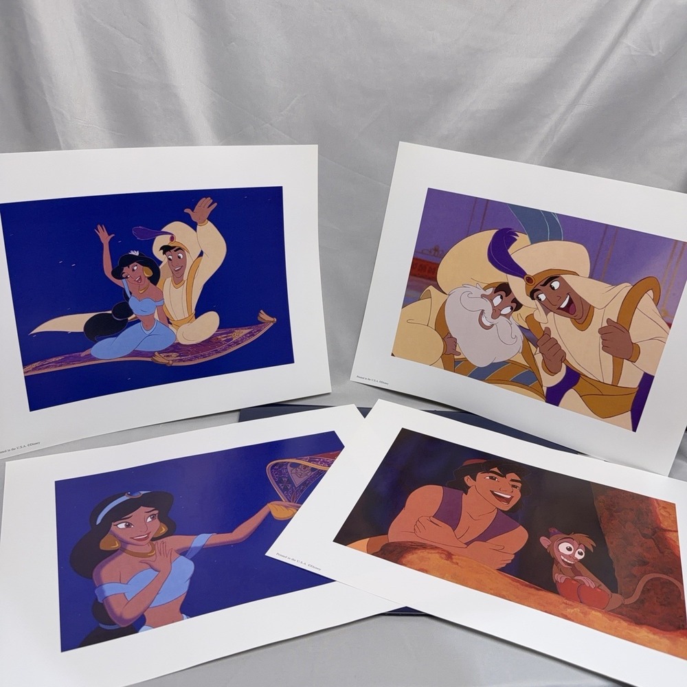 Vintage Disney Store Aladdin Special Edition 4 Lithographs Prints Portfolio 2004